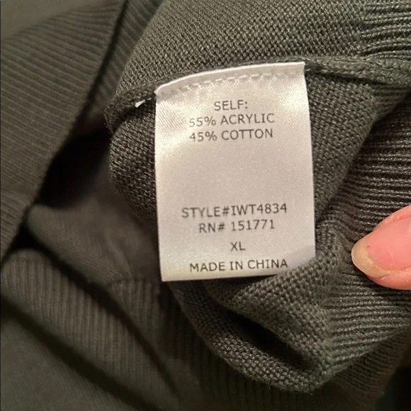 LE LIS sz XL Green Knit Cotton blend V-neck Sweater NWOTS - Picture 8 of 9